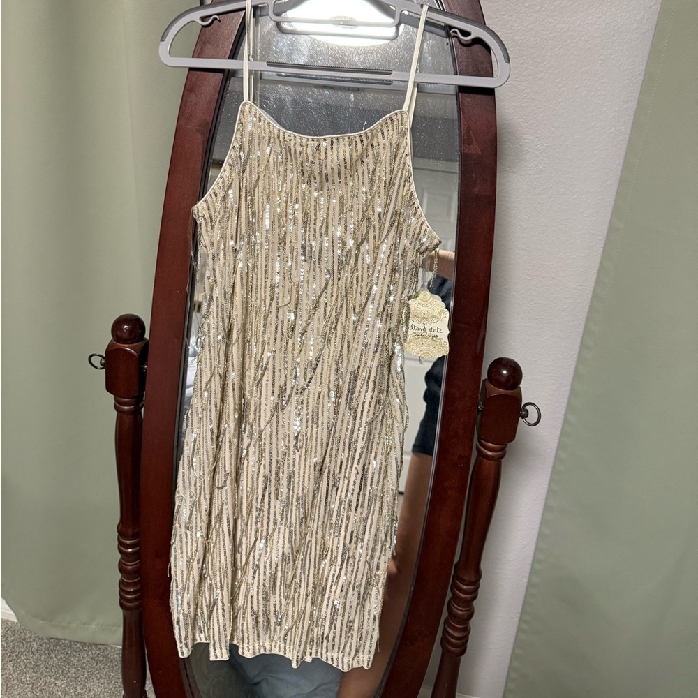 Altar'd State Gold Sequin Mini Dress
